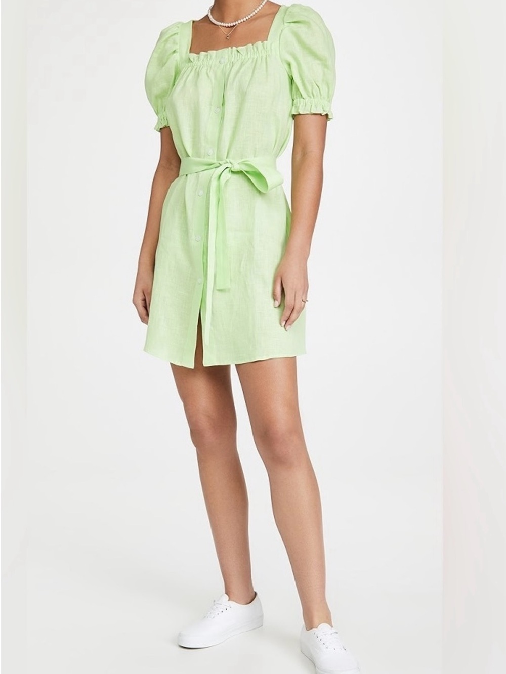 Sleeper Brigitte linen Mini dress lime Green